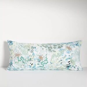 Anthropologie decorative lumbar pillow abstract embroidered beaded 12 x 27 Alora